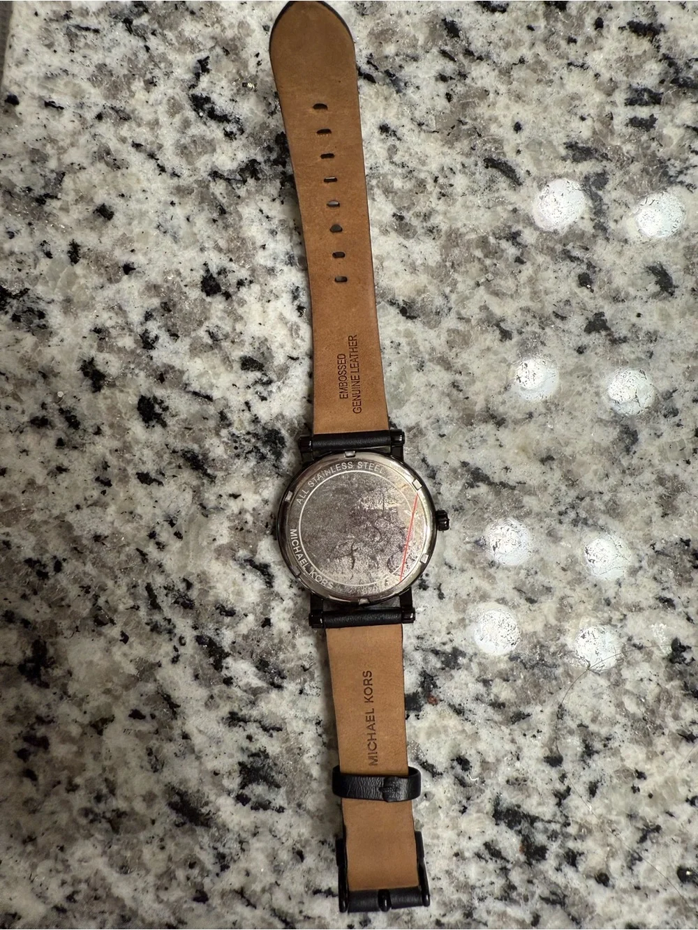 Michael Kors Black Quilted Leather Strap Watch with Crystal Bezel